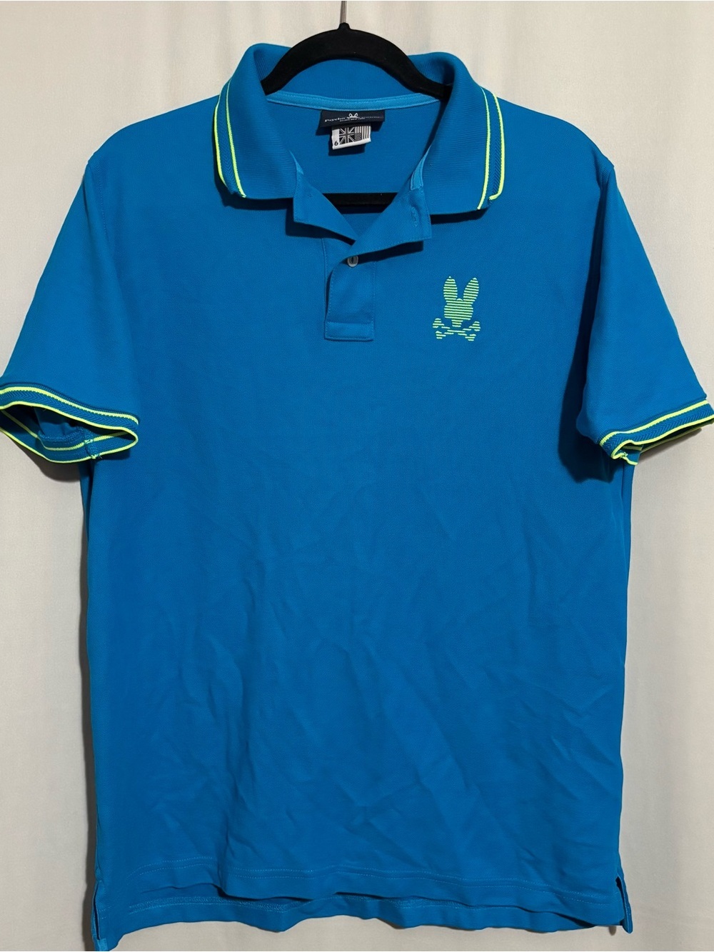 Psycho Bunny Men’s 6 Blue Casual Polo Shirt with Contrasting Trim - Picture 1 of 6